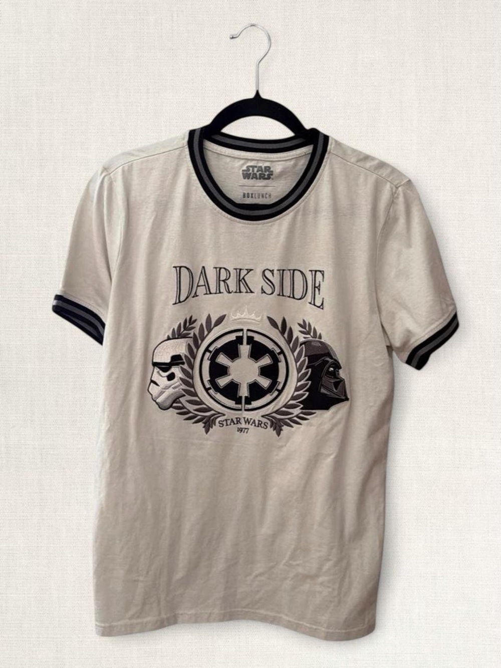 Star Wars Cream and Black Dark Side Graphic Ringer Tee